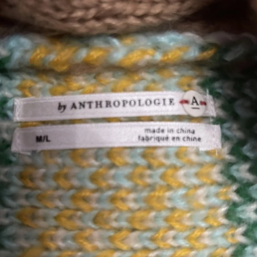 Anthropologie Carlotta Shawl Oversized Cardigan Fair Isle Sweater Sz M/L - Picture 3 of 8